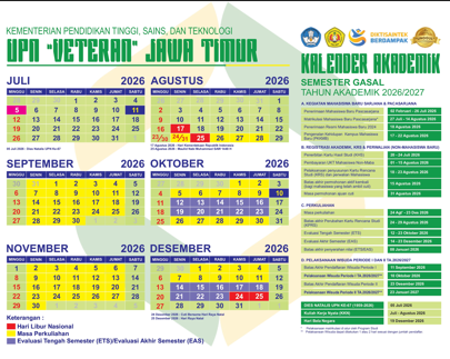 Kalender akademik TA 2026/2027