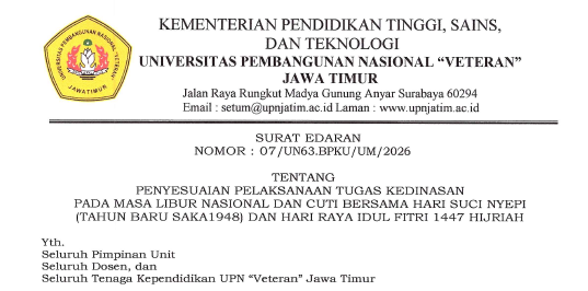 Surat Edaran Libur Nasional dan Cuti Bersama
