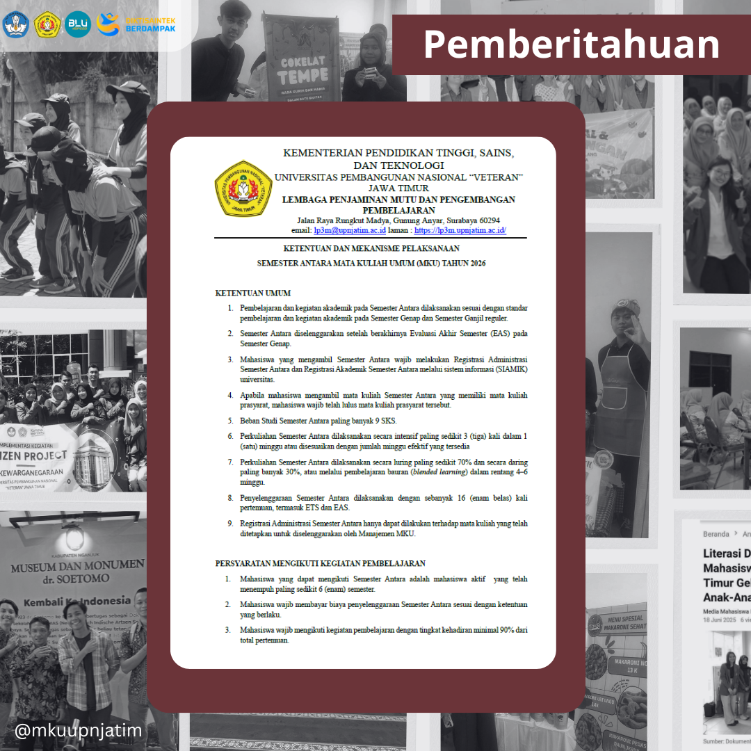 Ketentuan Pelaksanaan Semester Antara MKU
